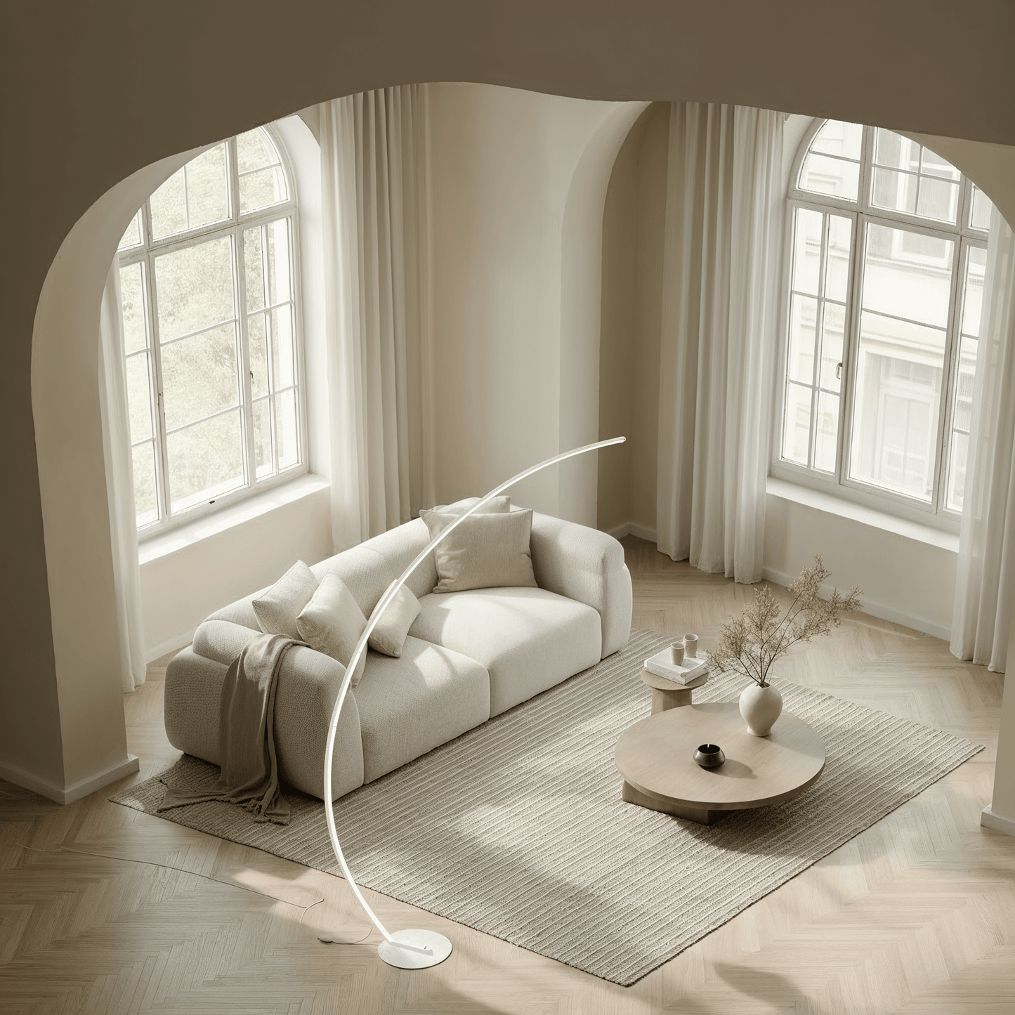 Lampadaire Arc Solvéra | LED Intégrée Dimmable | Métal & Acrylique