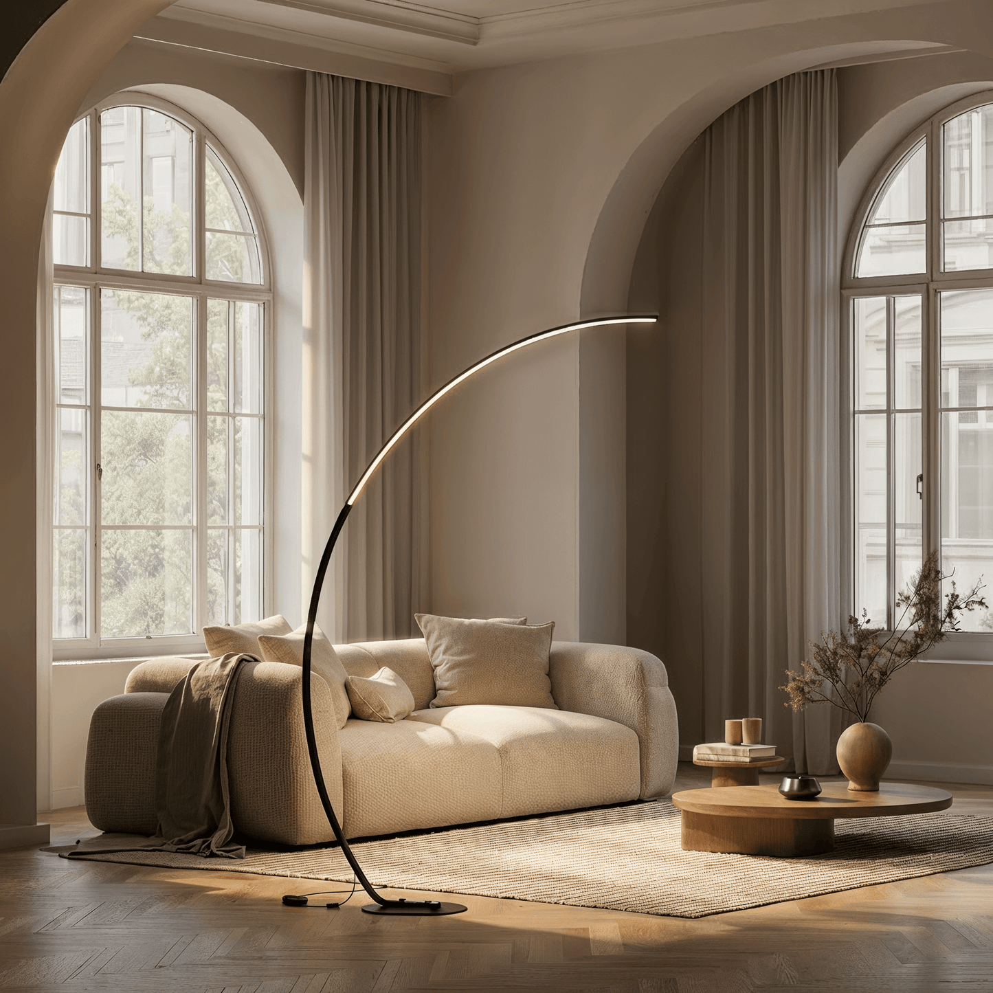 Lampadaire Arc Solvéra | LED Intégrée Dimmable | Métal & Acrylique