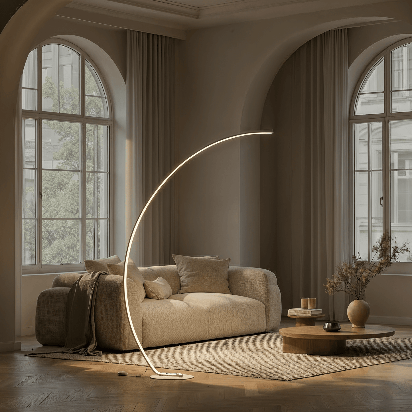 Lampadaire Arc Solvéra | LED Intégrée Dimmable | Métal & Acrylique