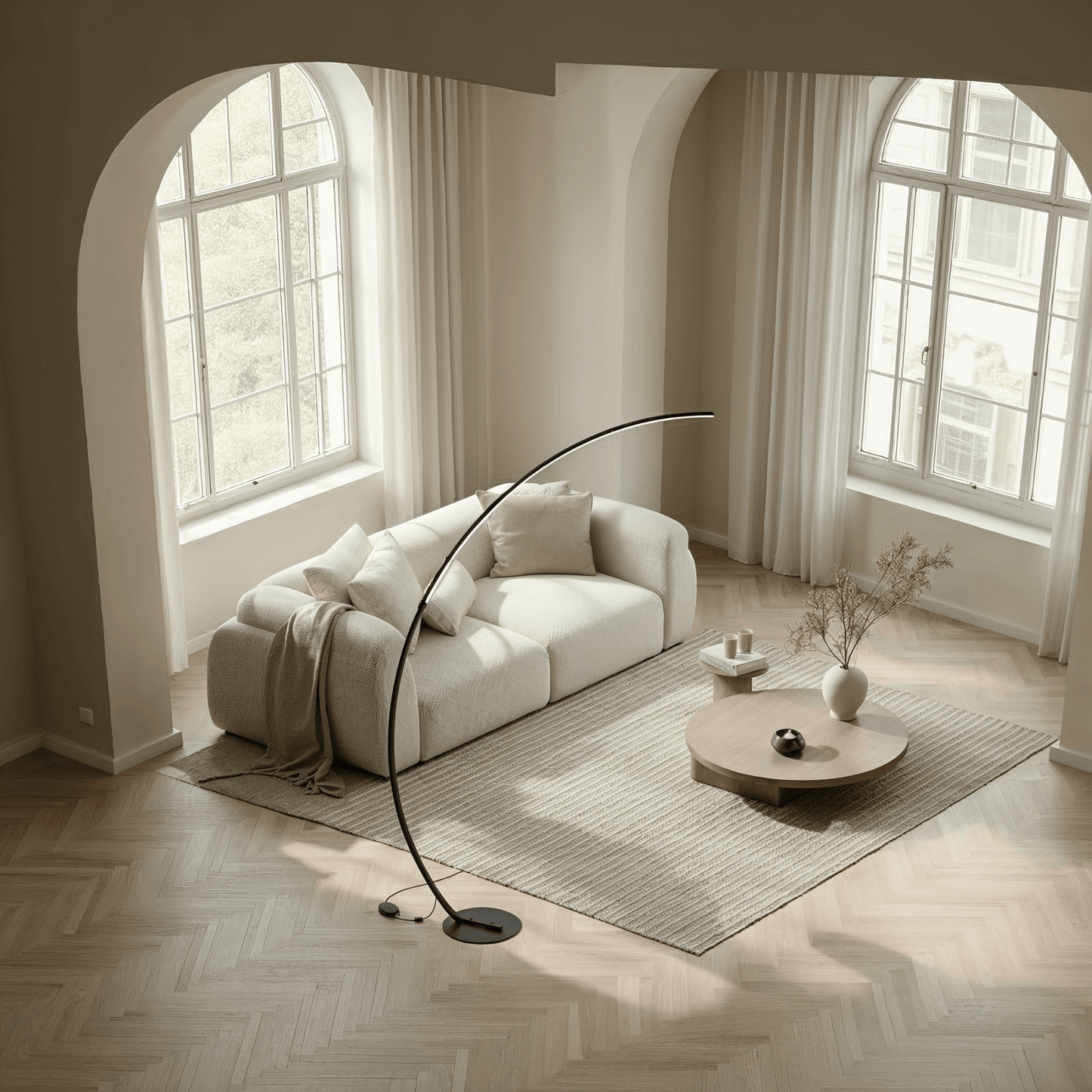 Lampadaire Arc Solvéra | LED Intégrée Dimmable | Métal & Acrylique