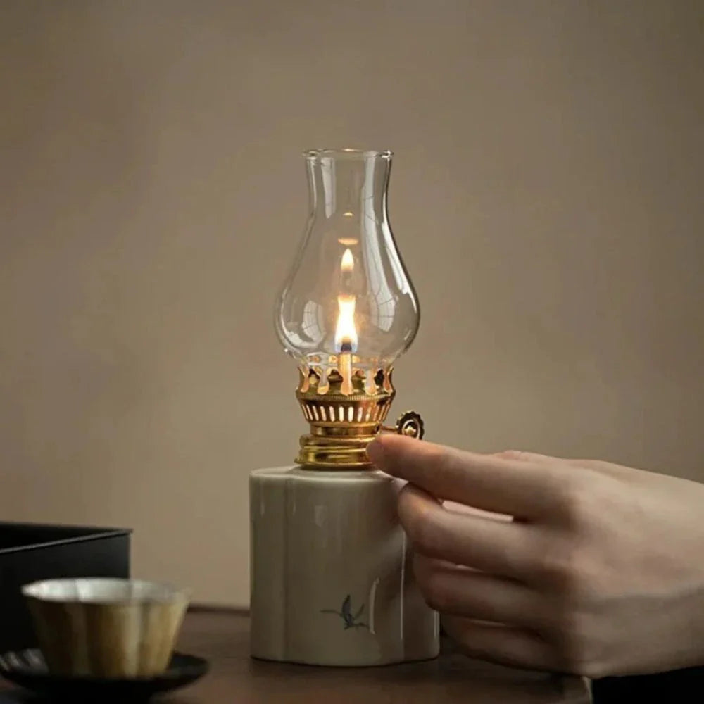 Lunara Flammenlicht | Keramik Öllampe mit regulierbarer Flamme