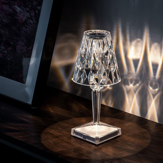 LustraCrystal Tischlampe | Wiederaufladbare Kristall Lampe mit Touch Funktion