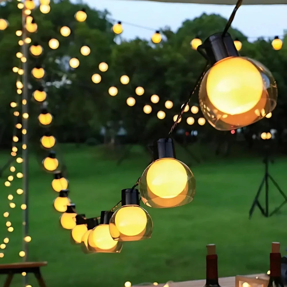 AurynLight Solar Lichterkette | Warmweiße LED Außenbeleuchtung mit USB