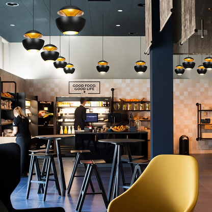 Suspension Virelune | LED Intégrée 44W | Design Pomme Graphique Noir & Blanc