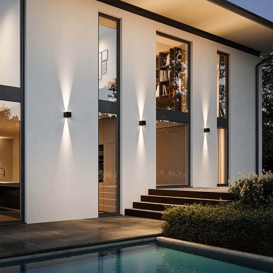 Applique Murale Kyroven | LED 6W 2700K Dimmable | IP54 Filaire / Batterie à Volets 4 Directions